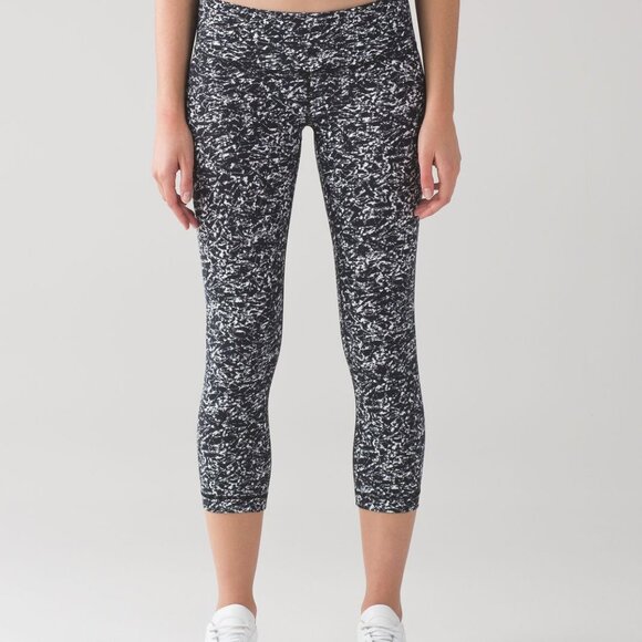 Lululemon Wunder Under Crop III (21") Iced Wave White Black NEW WITH TAGS Size 8 - Picture 2 of 7